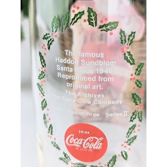 Santa Claus Coca Cola Water Glasses | Set of 2 Vintage Haddon Sundblom Coca Cola - Picture 4 of 7